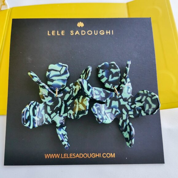 Lele Sadoughi Jewelry - Lele Sadoughi Small Paper Lily Green Earrings New